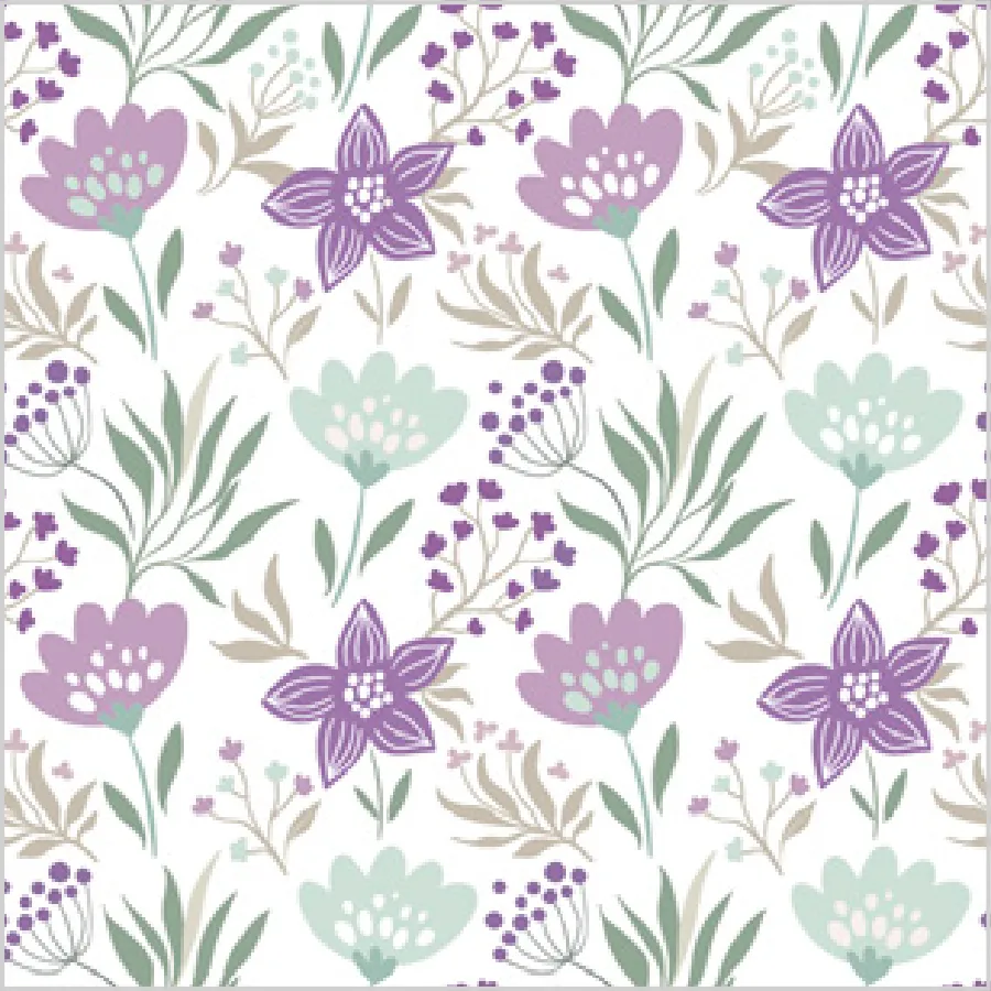 Estampado Floral en Violeta y Menta · SD_OG_040301